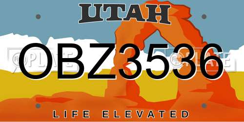 OBZ3536 Utah License Plate
