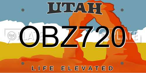 OBZ720 Utah License Plate