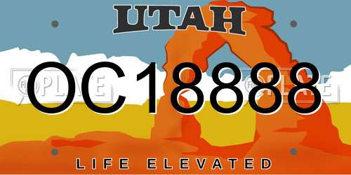 OC18888 Utah License Plate