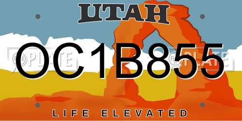 OC1B855 Utah License Plate