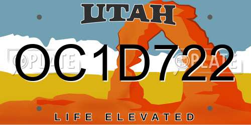 OC1D722 Utah License Plate