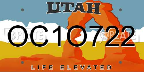 OC1O722 Utah License Plate