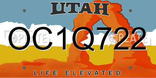 OC1Q722 Utah License Plate