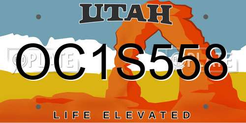 OC1S558 Utah License Plate