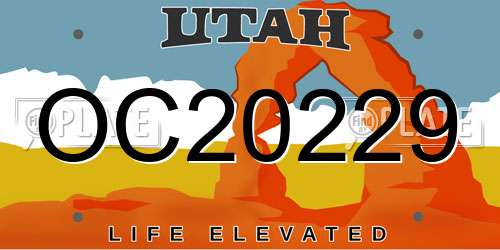 OC20229 Utah License Plate
