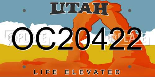 OC20422 Utah License Plate