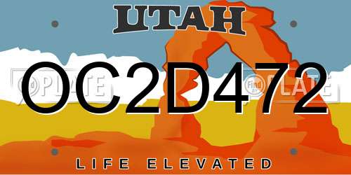 OC2D472 Utah License Plate