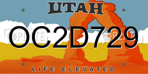 OC2D729 Utah License Plate