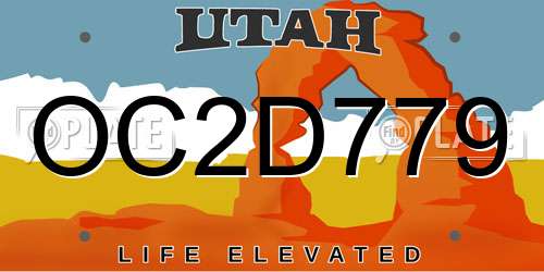 OC2D779 Utah License Plate