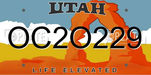 OC2O229 Utah License Plate