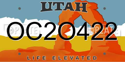 OC2O422 Utah License Plate