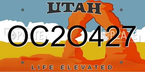 OC2O427 Utah License Plate