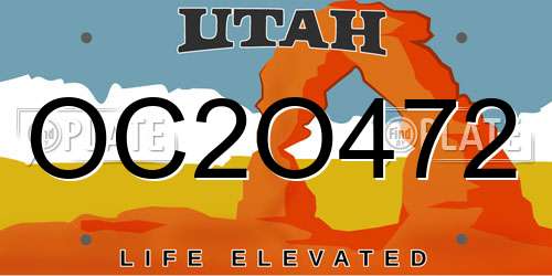 OC2O472 Utah License Plate