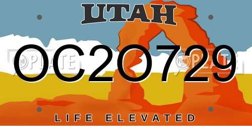OC2O729 Utah License Plate