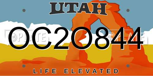 OC2O844 Utah License Plate