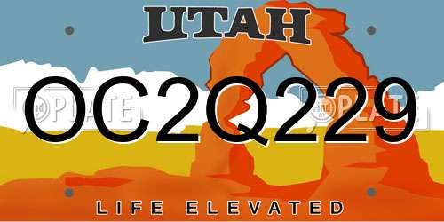 OC2Q229 Utah License Plate