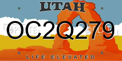 OC2Q279 Utah License Plate
