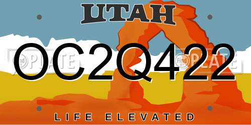 OC2Q422 Utah License Plate
