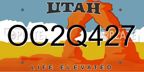 OC2Q427 Utah License Plate