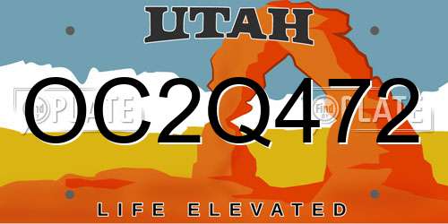OC2Q472 Utah License Plate
