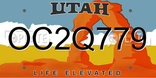 OC2Q779 Utah License Plate