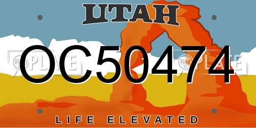 OC50474 Utah License Plate