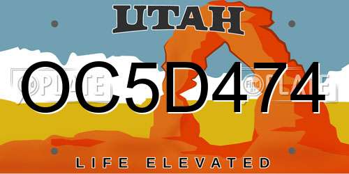 OC5D474 Utah License Plate