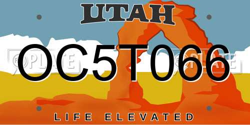 OC5T066 Utah License Plate