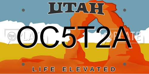 OC5T2A Utah License Plate