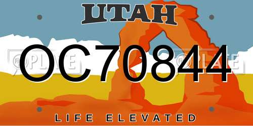 OC70844 Utah License Plate