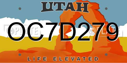 OC7D279 Utah License Plate