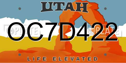 OC7D422 Utah License Plate