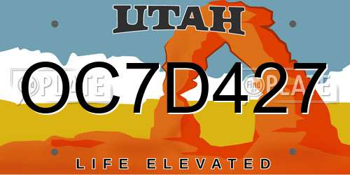 OC7D427 Utah License Plate