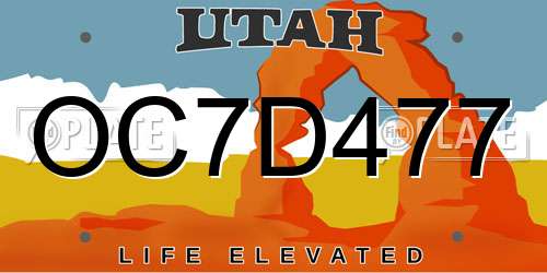 OC7D477 Utah License Plate