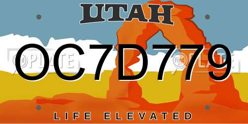 OC7D779 Utah License Plate