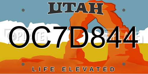 OC7D844 Utah License Plate
