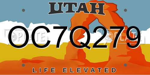 OC7Q279 Utah License Plate
