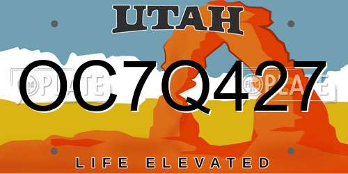OC7Q427 Utah License Plate