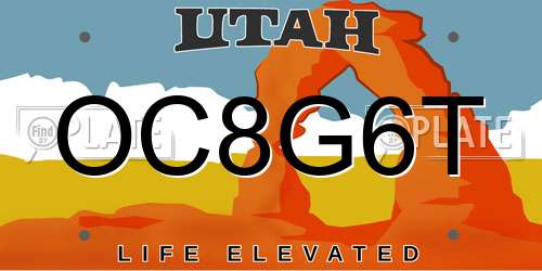 OC8G6T Utah License Plate