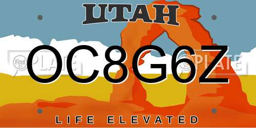 OC8G6Z Utah License Plate