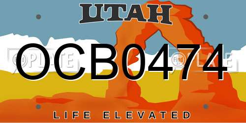 OCB0474 Utah License Plate