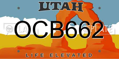 OCB662 Utah License Plate