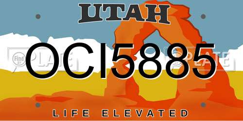 OCI5885 Utah License Plate