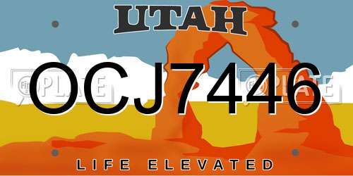 OCJ7446 Utah License Plate