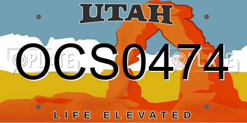 OCS0474 Utah License Plate