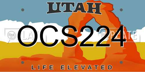 OCS224 Utah License Plate