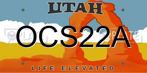 OCS22A Utah License Plate