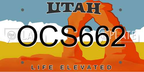 OCS662 Utah License Plate