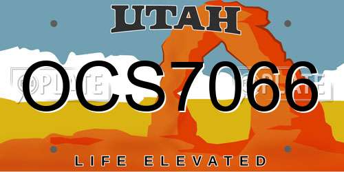 OCS7066 Utah License Plate