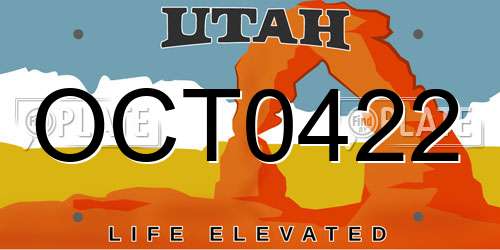 OCT0422 Utah License Plate